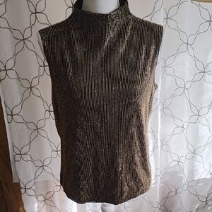 Impressions Metallic Gold Sleeveless Blouse